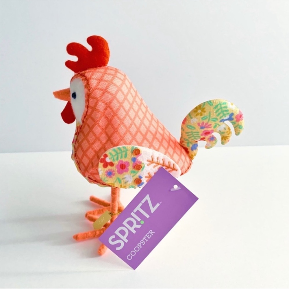 NWT Spritz Coopster Easter Rooster Chicken Decor Orange Floral Bird Cottagecore - Picture 5 of 6
